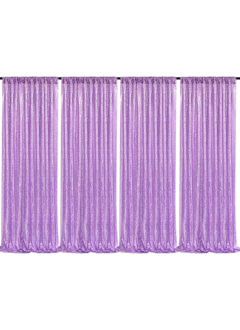 QueenDream Lavender Sequin Backdrop Drapes 4 Panels 2FTx8FT Glitter Backdrop Curtains for Wedding Party Stage Decorations 