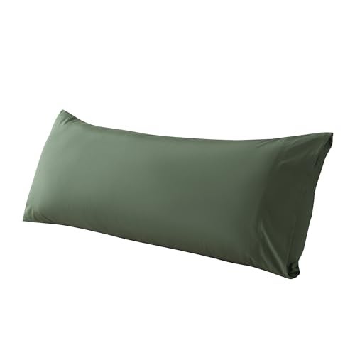 WhatsBedding Body Pillow Cover Cotton Fabric, Long Pillowcase Breathable & Skin-Friendly, Envelope Closure - Olive Green (20x54 inch) - Image 1