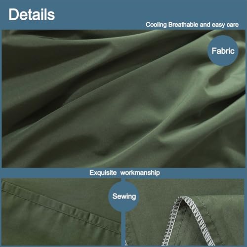 WhatsBedding Body Pillow Cover Cotton Fabric, Long Pillowcase Breathable & Skin-Friendly, Envelope Closure - Olive Green (20x54 inch) - Image 3