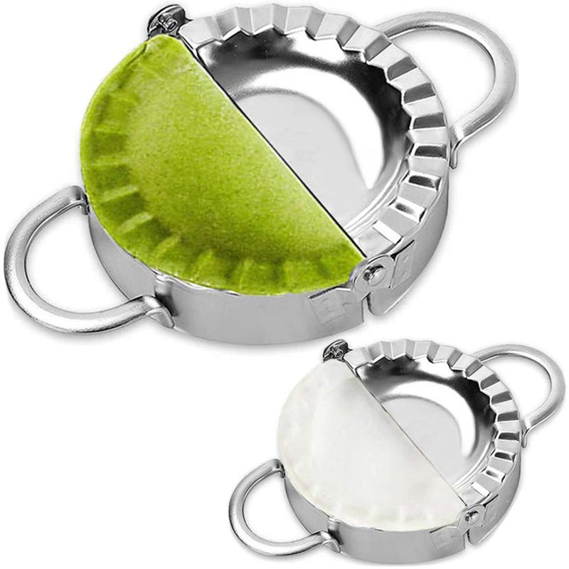 Stainless Steel Dumpling Ravioli Maker PressAUAM 2 Pack Pierogi Mold  Wonton Mould Easytool for Dumpling Wrapper Dough Stamp Cutter Pastry Pie Making Small 3 inchLarge 375 inch