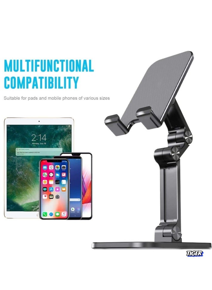 TIGER Foldable Portable Cell Phone Stand (Black) – Adjustable, Compact, and Durable Holder for Hands-Free Viewing and Easy Access - Image 2