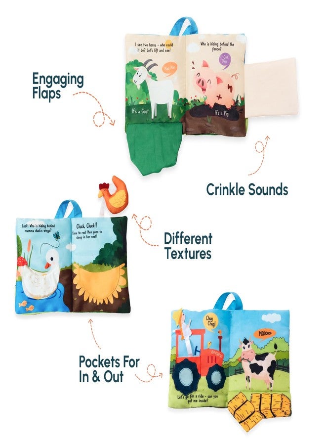 Curious Cub كتاب قماشي للأطفال من كيوريوس كاب، كتاب مزرعة بيكابو | كتب تصدر صوت طقطقة للأطفال | تجربة حسية باللمس | كتب للأطفال من عمر 0 إلى 6 أشهر | هدية تعليمية مبكرة للأولاد والبنات | للرضع والأطفال الصغار - Image 2