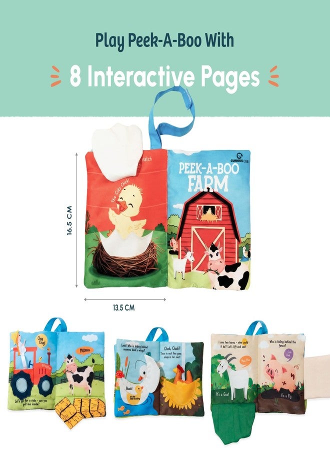 Curious Cub كتاب قماشي للأطفال من كيوريوس كاب، كتاب مزرعة بيكابو | كتب تصدر صوت طقطقة للأطفال | تجربة حسية باللمس | كتب للأطفال من عمر 0 إلى 6 أشهر | هدية تعليمية مبكرة للأولاد والبنات | للرضع والأطفال الصغار - Image 3