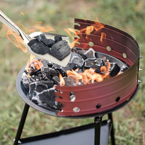 EMVANV Fireplace Ash Shovel, Long Handle Fire Pit Shovel, Pizza Oven Cleaner with Wooden Handle, Fireplace Trowel Charcoal Grill Ash Rake Gardening Fireplace Tools, for Household Camping Kicthen - Image 2