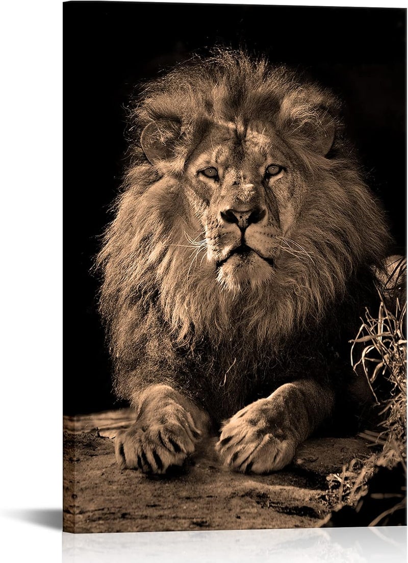 RnnJoile Lion Canvas Print - Powerful Wild Animal Artwork - Image 1