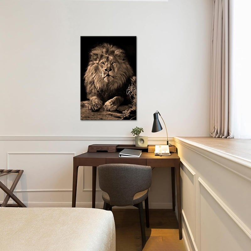 RnnJoile Lion Canvas Print - Powerful Wild Animal Artwork - Image 3
