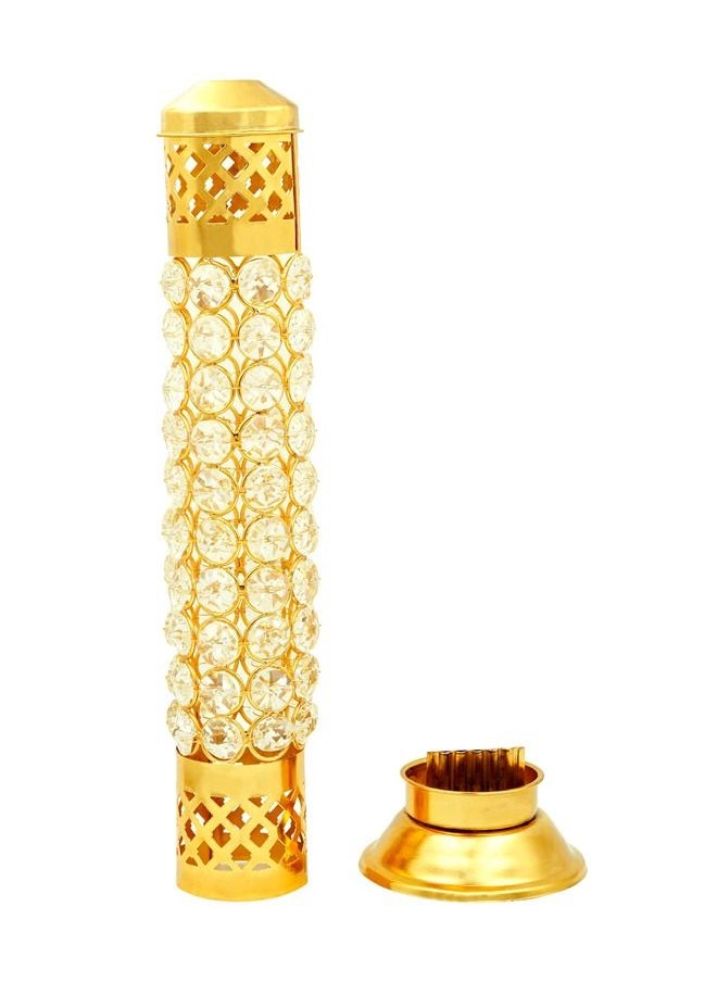 Shubh kart - Nitya Brass Crystal Incense Holder Agarbatti Stand - Image 1