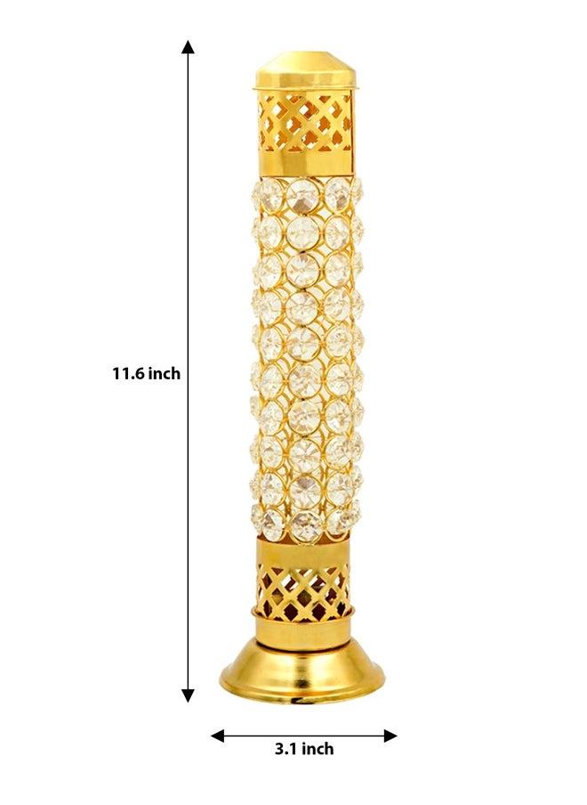 Shubh kart - Nitya Brass Crystal Incense Holder Agarbatti Stand - Image 1