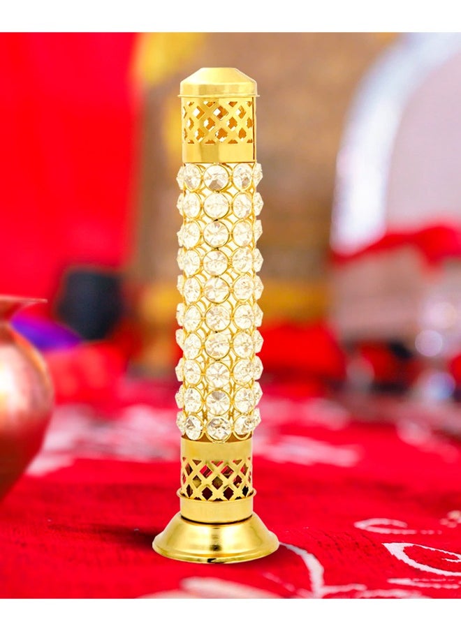 Shubh kart - Nitya Brass Crystal Incense Holder Agarbatti Stand - Image 1