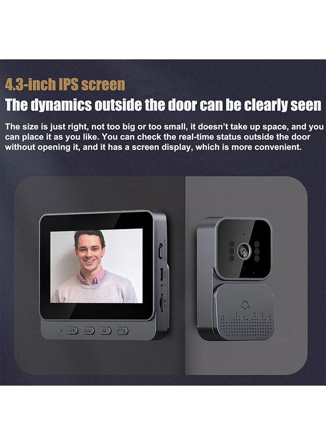 Smart Video Doorbell, 4.3-Inch IPS Screen, Two-Way Talk, Built-In Chime, Full-Scenario Security For Villas, Homes, Offices, Apartments - Image 3