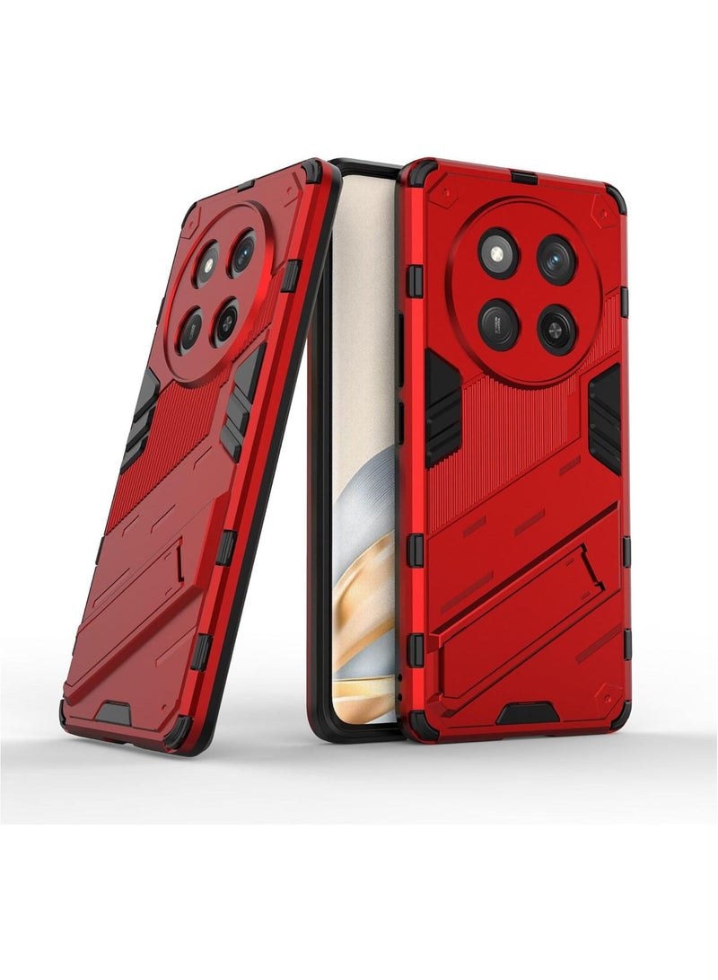 عام غطاء متوافق مع Honor X9c 5G، غطاء واقي من TPU مقاوم للصدمات مع إطار من البولي كربونات الصلب، غطاء واقي هجين مع حامل مخفي قابل للطي لـ Honor X9C. - Image 4