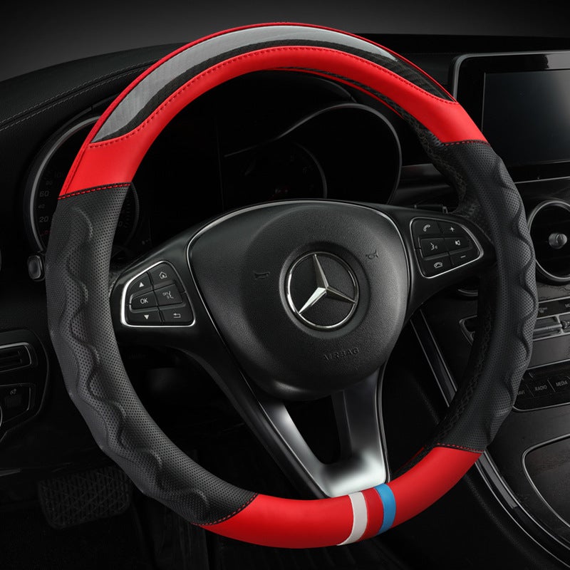 Generic Manufacturers make new handlebar cover fashion stitching four seasons available car steering wheel cover leather carbon fiber six colors  - Image 4