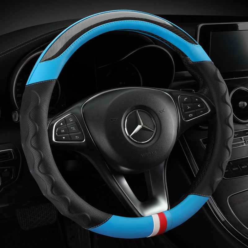 Generic Manufacturers make new handlebar cover fashion stitching four seasons available car steering wheel cover leather carbon fiber six colors  - Image 5