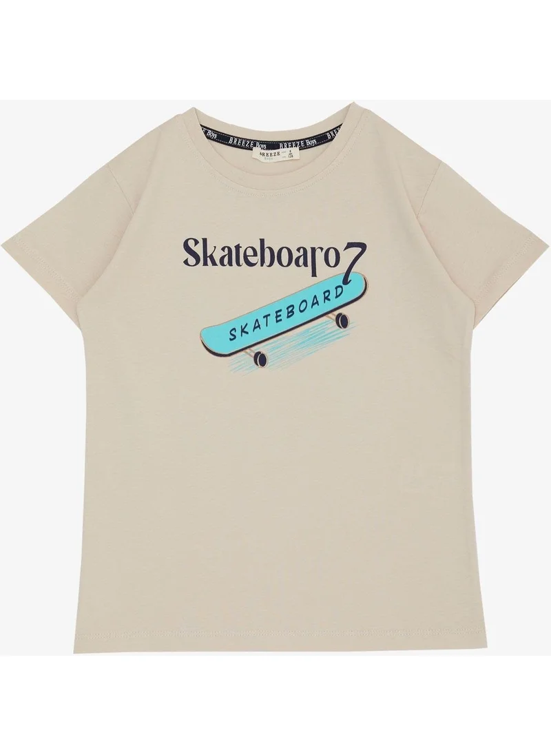 Breeze Boy T-Shirt Skateboard Printed 8-12 Years, Beige