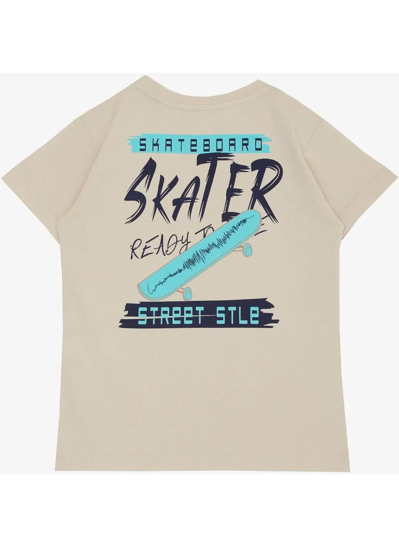 Breeze Boy T-Shirt Skateboard Printed 8-12 Years, Beige
