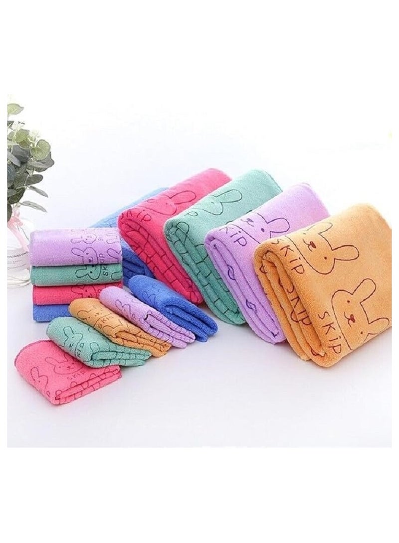 5 Pieces Cotton Bath Towels Soft Dry Multicolor - Microfiber Kitchen Towel Cat or Bear Design - Microfiber - Multicolor - Image 3