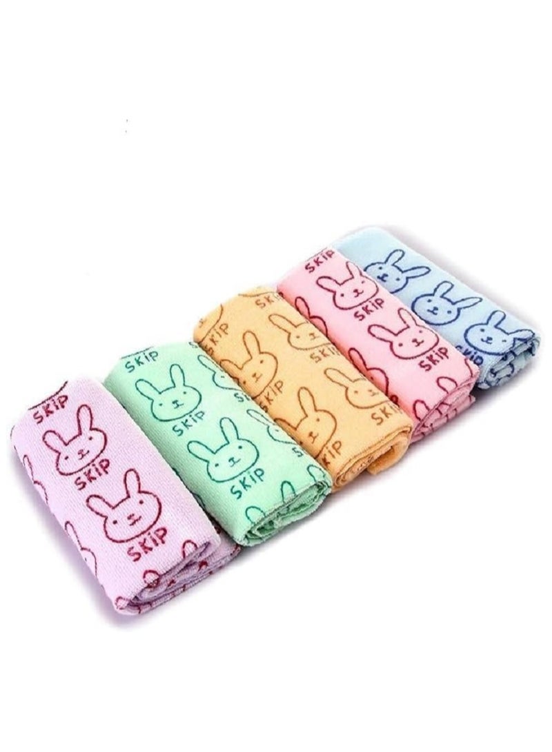 5 Pieces Cotton Bath Towels Soft Dry Multicolor - Microfiber Kitchen Towel Cat or Bear Design - Microfiber - Multicolor - Image 2