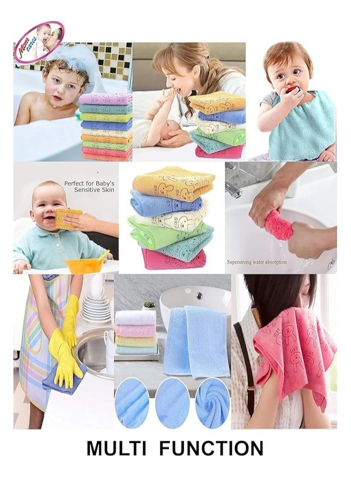 5 Pieces Cotton Bath Towels Soft Dry Multicolor - Microfiber Kitchen Towel Cat or Bear Design - Microfiber - Multicolor - Image 4