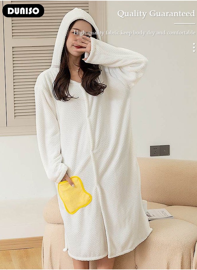 DUNISO - Women's Bath Robe, Wearable Bath Towel Wrap Shower Wrap Lightweight Long Knit Bathrobe, Soft Sleepwear Belted Bathrobe for Female - Image 1