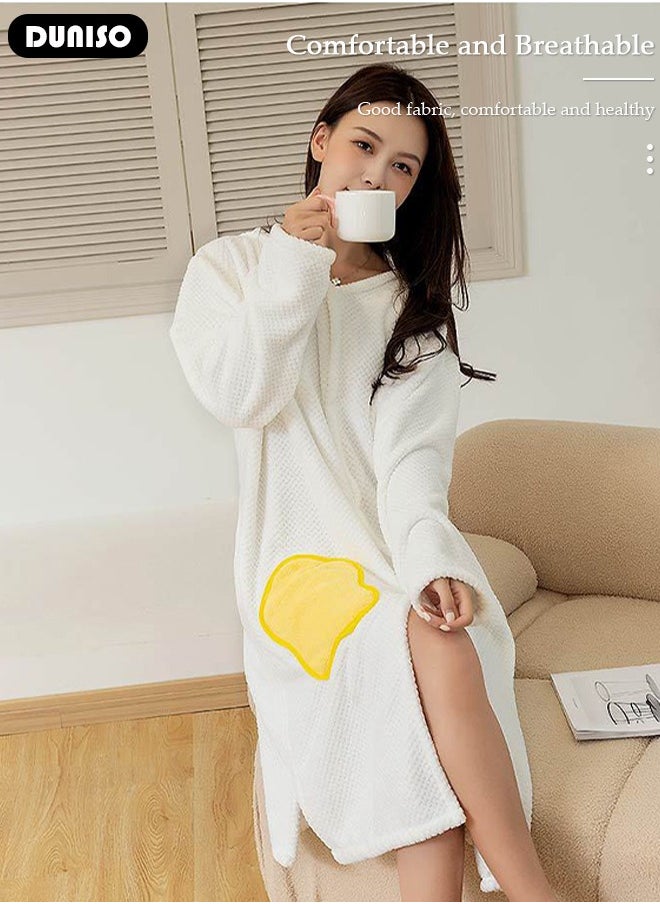 DUNISO - Women's Bath Robe, Wearable Bath Towel Wrap Shower Wrap Lightweight Long Knit Bathrobe, Soft Sleepwear Belted Bathrobe for Female - Image 1