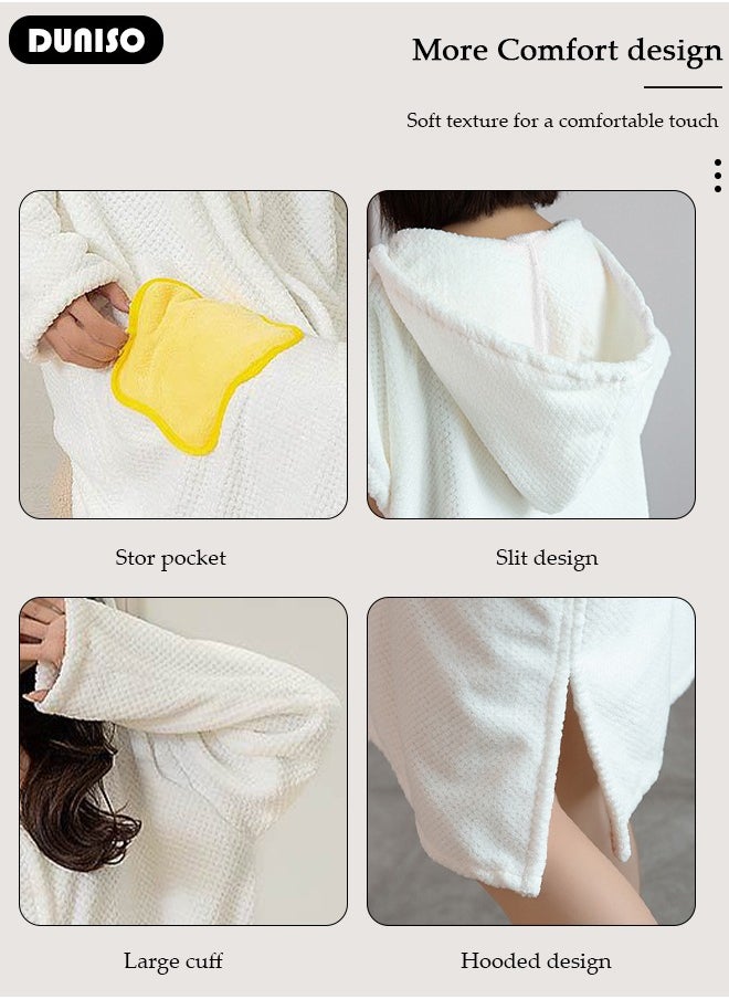 DUNISO - Women's Bath Robe, Wearable Bath Towel Wrap Shower Wrap Lightweight Long Knit Bathrobe, Soft Sleepwear Belted Bathrobe for Female - Image 1