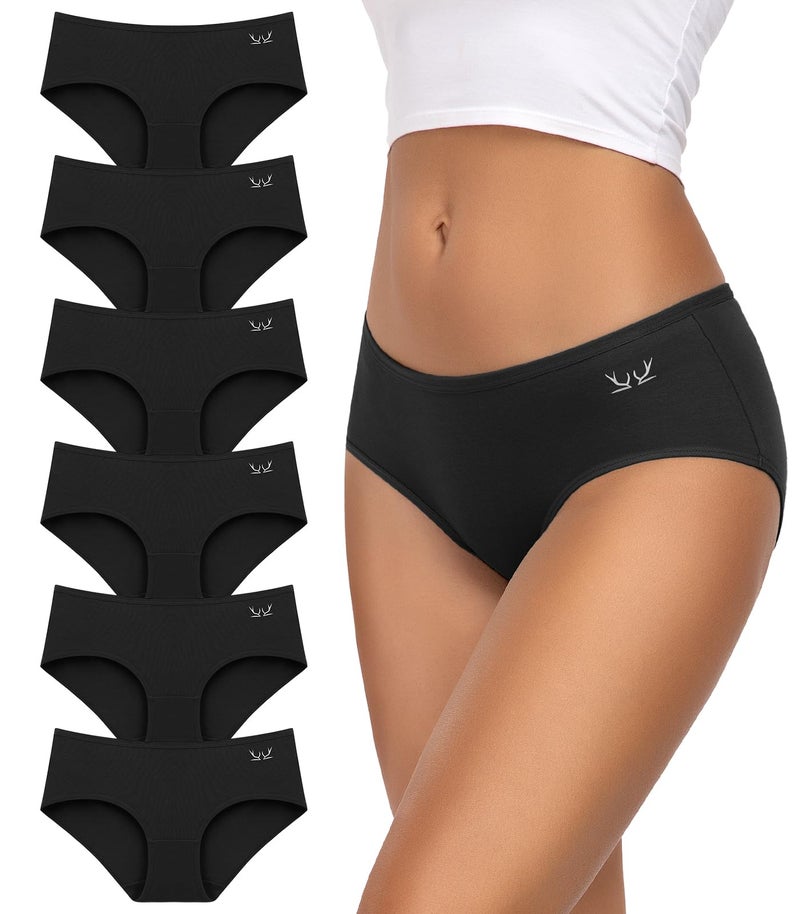 TANSTC Womens Underwear Low Waist Cotton Hipster Panties Full Coverage Stretch Briefs Breathable Panties 6 Pack - Image 1