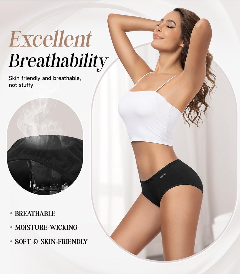 TANSTC Womens Underwear Low Waist Cotton Hipster Panties Full Coverage Stretch Briefs Breathable Panties 6 Pack - Image 2