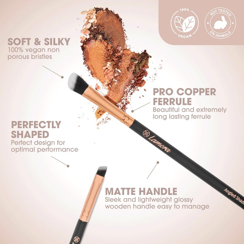 Lamora Eye Makeup Brushes Eyeshadow Brush Set - 7pcs Soft Synthetic Eyeshadow Blending Brush Kit - For Blending Eyeshadow, Eyeliner, Crease, Eyebrow - Long Lasting, Apply Better, Flawless Look Makeup - Image 4