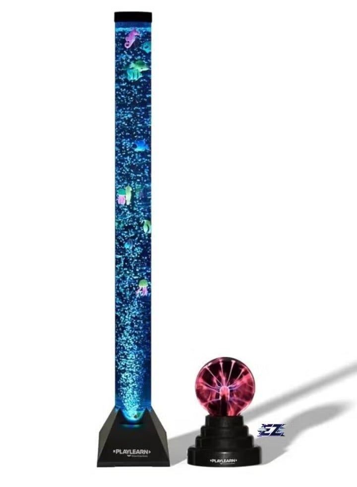 Raxoom Fish Bubble Lamp –Stunning Sea Creature Design with Jellyfish & Seahorse, 90cm Tall, 7 Changing Colors for a Unique Sensory Experience, Metallic Finish – Ideal for Relaxation, Stress Relief, & Home Décor – Perfect Gift for All Ages - Image 1