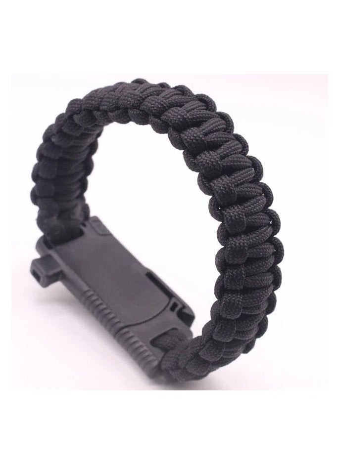 Generic - 5*1 Professional Multi-Purpose Survival Bracelet Includes Compass and Flint Whistle for Adults with High Fire Starter Perfect for Camping, Hiking, Fishing and Hunting Black Color - Image 1