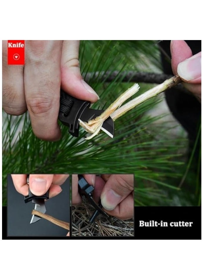Generic - 5*1 Professional Multi-Purpose Survival Bracelet Includes Compass and Flint Whistle for Adults with High Fire Starter Perfect for Camping, Hiking, Fishing and Hunting Black Color - Image 1