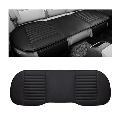 BWBWND Leather Car Seat Cover, Breathable Rear Seat Bottom Cushion Pad Filling Bamboo Charcoal, Comfortable Anti-Slip Vehicle Long Bench Cover with Storage Pockets, Car Accessories (Black) - Image 1