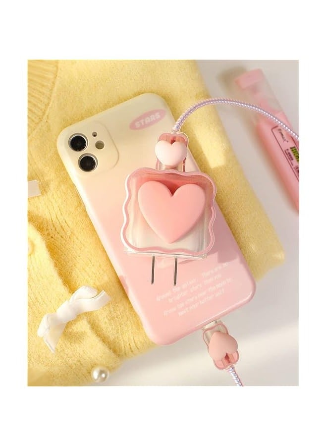 Cute Cartoon Series 3D Fast Charger Protector for iPhone 18W 20W iPhone iPad 11-15 Pro Max Protective Cover for Fast Charging Cable Protective Cover for USB and USB C Data Cable (Love Pink)  - Image 5