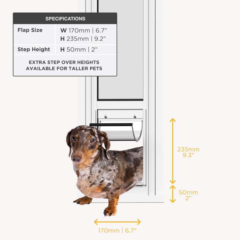 Hakuna Pets White Glass Patio Pet Door for Sliding Doors, Small | Adjustable Height 77.2â€â€“ 83.5â€, Damage-Free or Permanent Install, Locking Panel Included - Image 2