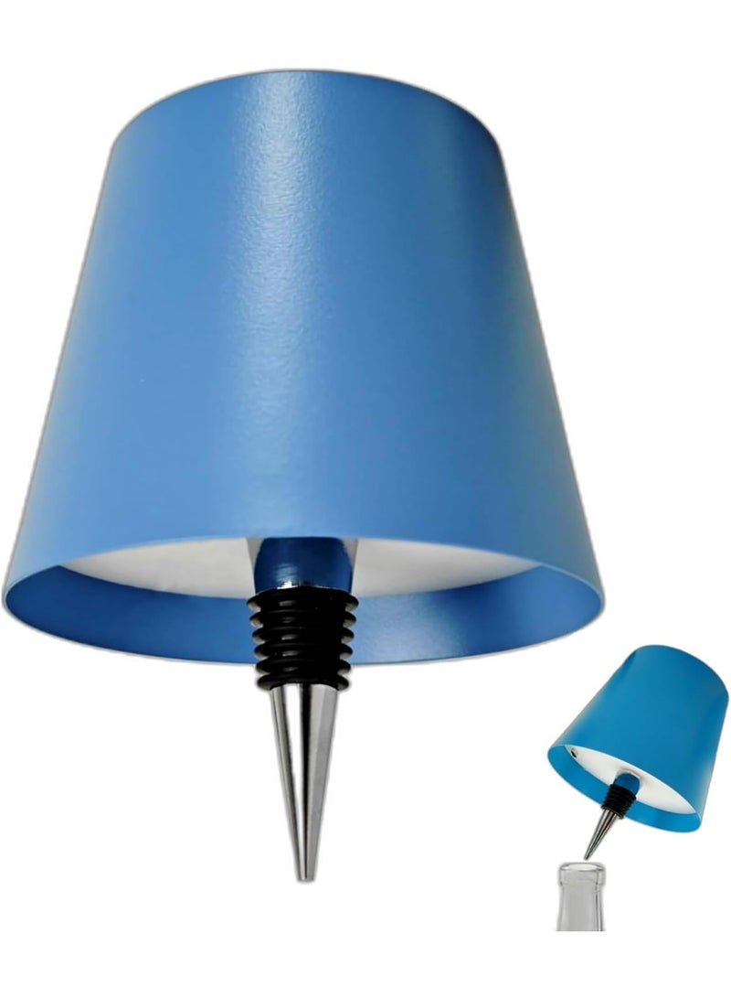 Meetion Wireless Bottle Lamp, Blue Table Lamp with 3 Color Dimmable LED, Rechargeable Battery, Touch Control, Metal & ABS Plastic, Perfect for Home, Office, Restaurant, Bar, Christmas (Blue)  - Image 1