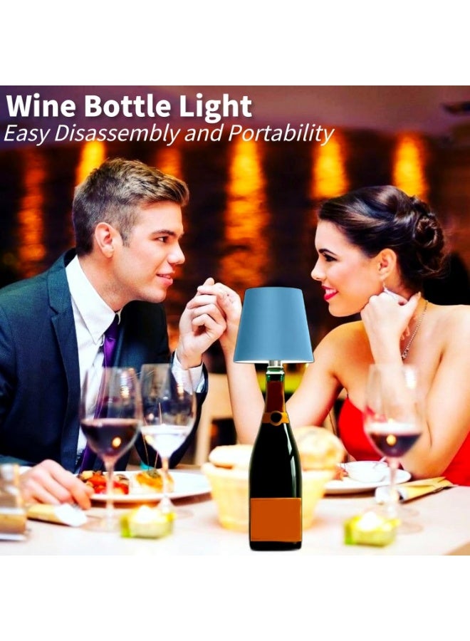 Meetion Wireless Bottle Lamp, Blue Table Lamp with 3 Color Dimmable LED, Rechargeable Battery, Touch Control, Metal & ABS Plastic, Perfect for Home, Office, Restaurant, Bar, Christmas (Blue)  - Image 2