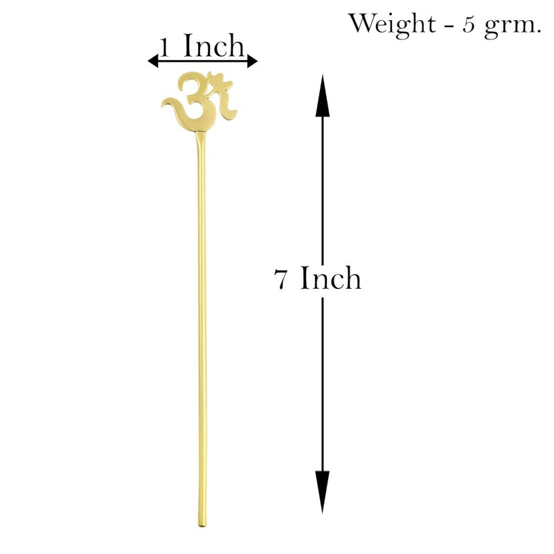 memoir Brass Goldplated OM Puja Wedding Toran Stick Hindu Spiritual Puja Item HDSC5198 - Image 4