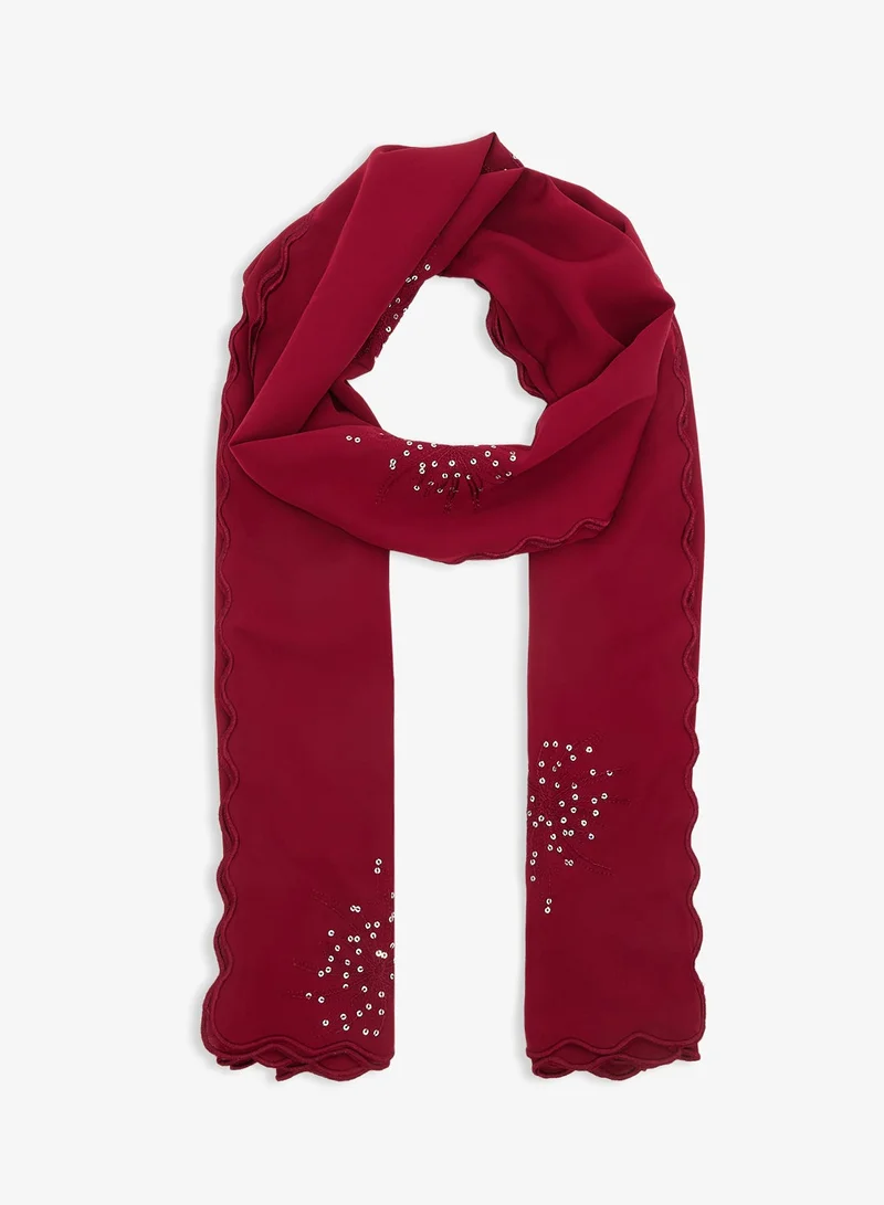 Khizana Embellished Rhinestone Silver Detail Modest Hijab Headscarf