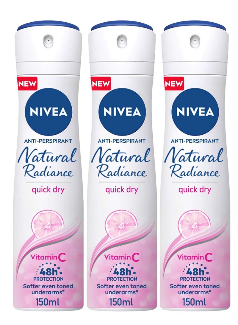 نيفيا 3 عبوات من مضاد التعرق سبراي ناتشورال ريدينس للنساء من نيفيا 150مل - Image 1