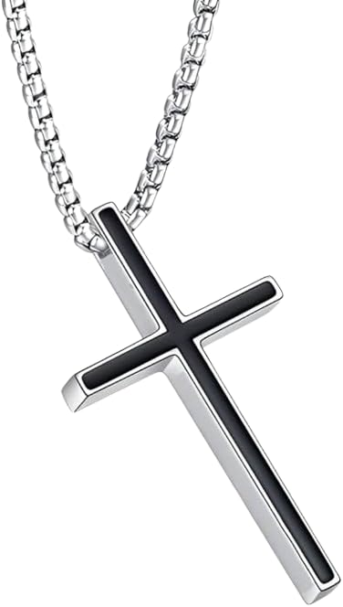 RCW Religious Lord Jesus Crusifix Cross Pendant Necklace for Men Locket with Chain Black Stainless Steel Neck Chain for Men | Jewellery Accessories for Boys | Gifts for Boyfriend & Husband - Image 5