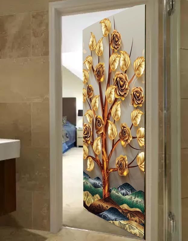 DECOR PRODUCTION Door Wallpaper | Strong PVC Material Decorative Sticker | Wallpaper for Home Doors/Almirah, Home Decor Items etc (Self Adhesive Door Deca, 30x76 Inch)_17 - Image 4