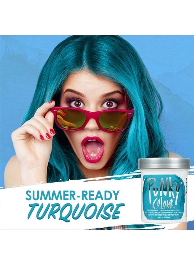 Punky صبغة شعر شبه دائمة، نباتية، خالية من البارابين والبارابين، قد تدوم من 5 إلى 40 غسلة، 3.5 أونصة، فيروزي - Image 3