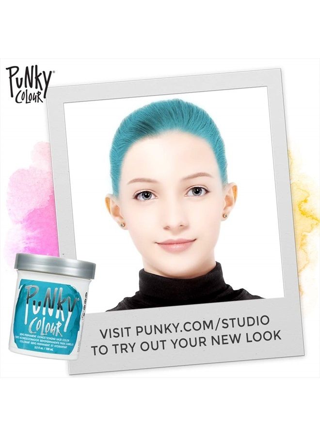 Punky صبغة شعر شبه دائمة، نباتية، خالية من البارابين والبارابين، قد تدوم من 5 إلى 40 غسلة، 3.5 أونصة، فيروزي - Image 4