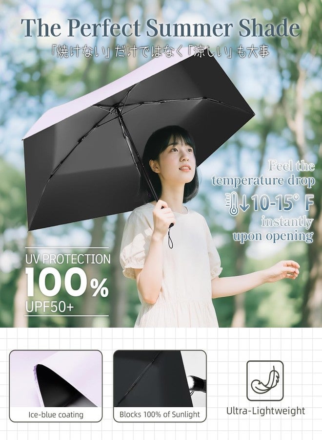 LILAC Mini Compact Travel Umbrella, 3.7Oz Ultralight Carbon Fiber UPF 50+ UV Protection Umbrellas for Rain & Sun, Portable Small for Backpack Car, for Women Men Kids, TSA Approved - Image 4