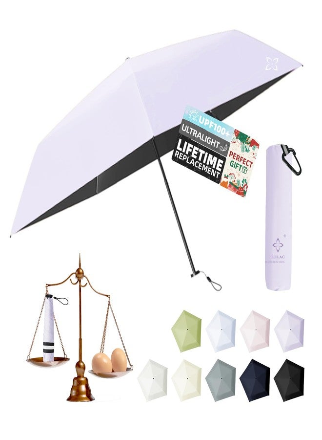 LILAC Mini Compact Travel Umbrella, 3.7Oz Ultralight Carbon Fiber UPF 50+ UV Protection Umbrellas for Rain & Sun, Portable Small for Backpack Car, for Women Men Kids, TSA Approved - Image 1