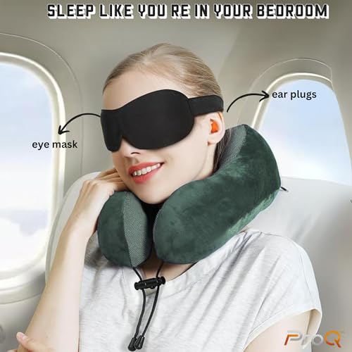 ProQ Neck Pillow for Travelling - Travel Pillow for Flights - Memory Foam Neck Pillow - Travel Neck Rest Pillows - Traveling Pillow for Men, Women Travelling Accessories, Lightweight, Portable, Grey - Image 2