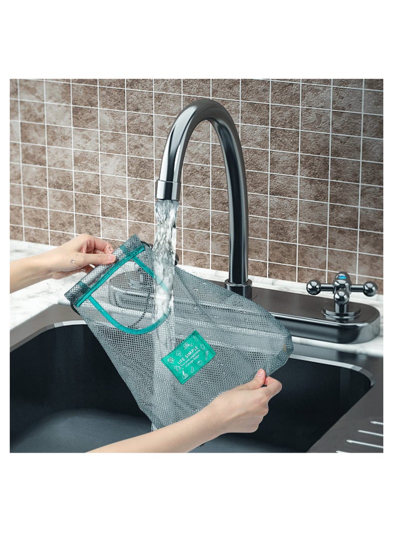 SYOSI Hanging Mesh Storage Bags, Large and Long Net Storage Tote Bags for Fruit and Vegetable Reusable and breathable Hanging Wall Type Polyester Storage Bags Vegetables and Kitchen Sundries (2Pcs)  - Image 4