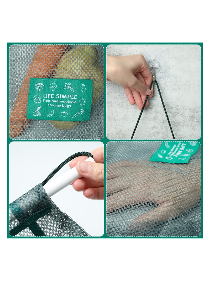 SYOSI Hanging Mesh Storage Bags, Large and Long Net Storage Tote Bags for Fruit and Vegetable Reusable and breathable Hanging Wall Type Polyester Storage Bags Vegetables and Kitchen Sundries (2Pcs)  - Image 3