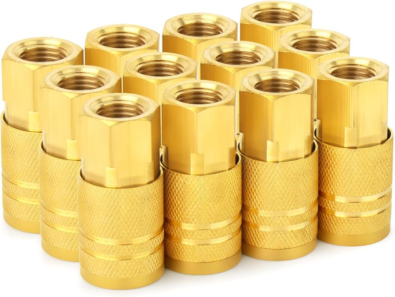 ChillWaves 1/4-Inch Brass Female Industrial Coupler - 12-Pack Quick Connect Air Hose Fittings - Image 1