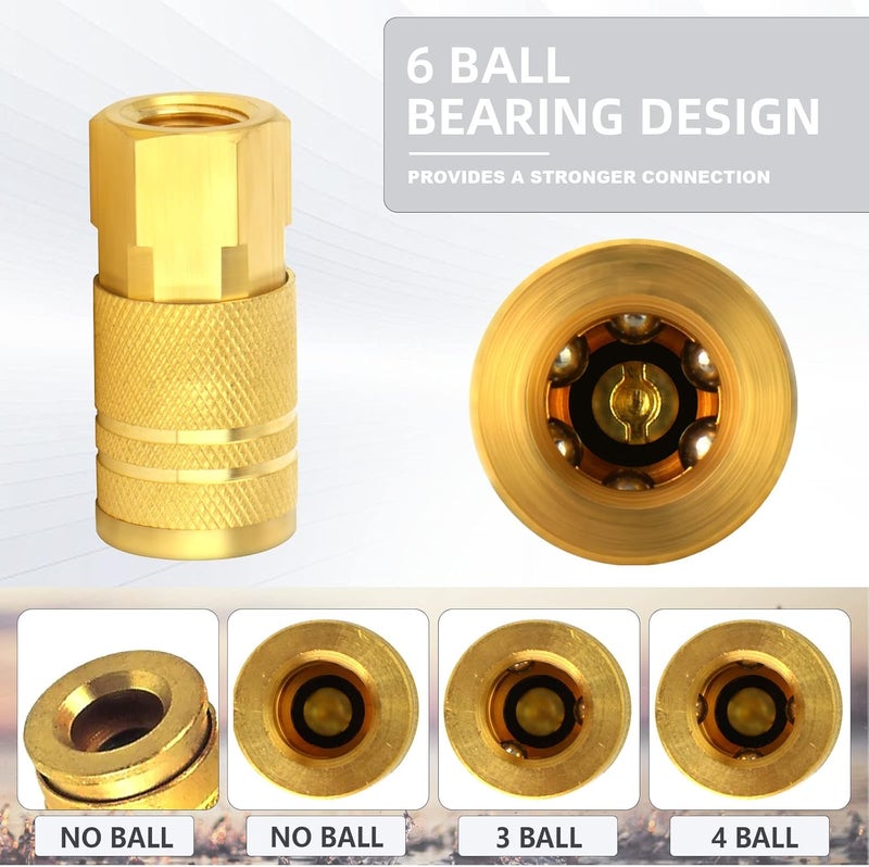 ChillWaves 1/4-Inch Brass Female Industrial Coupler - 12-Pack Quick Connect Air Hose Fittings - Image 4